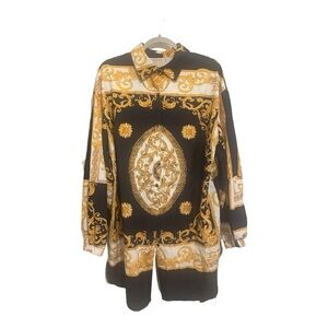 Black a gold dress